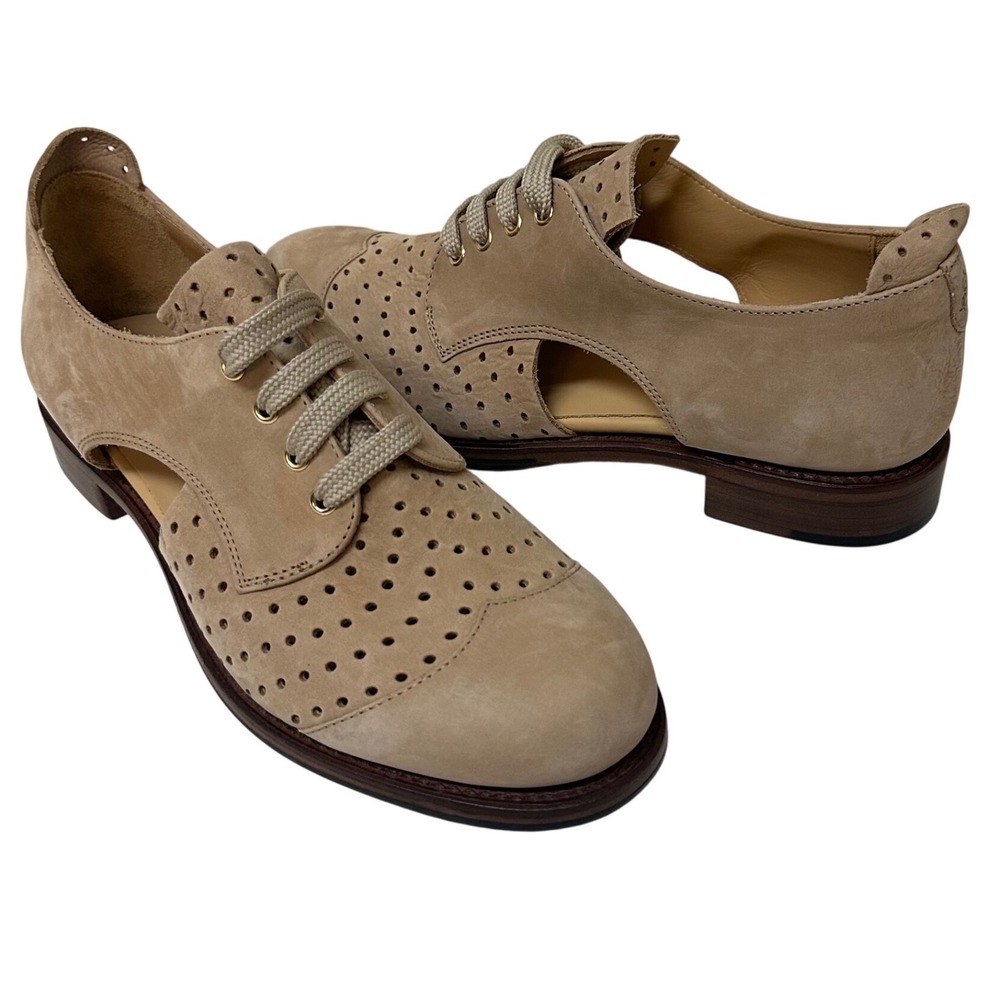 The Office of Angela Scott Mr Colin Cutout Suede Oxford Shoes Beige EU 37 US 7